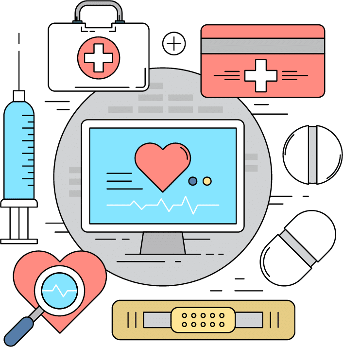 Illustration d'équipements médicaux pour représenter l'application de géolocalisation d'équipements médicaux