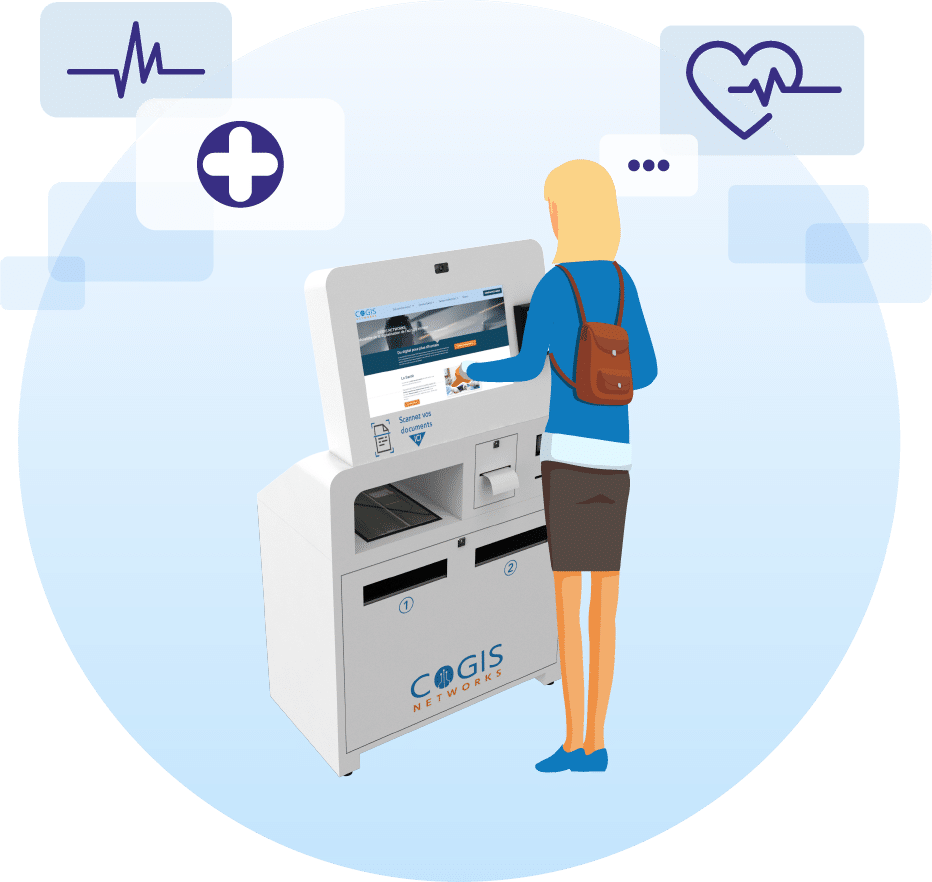 Illustration d'une femme sur une borne santé