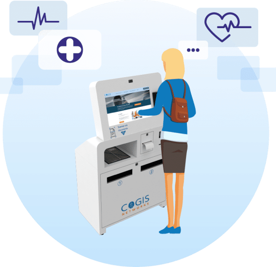 Illustration d'une femme sur une borne santé